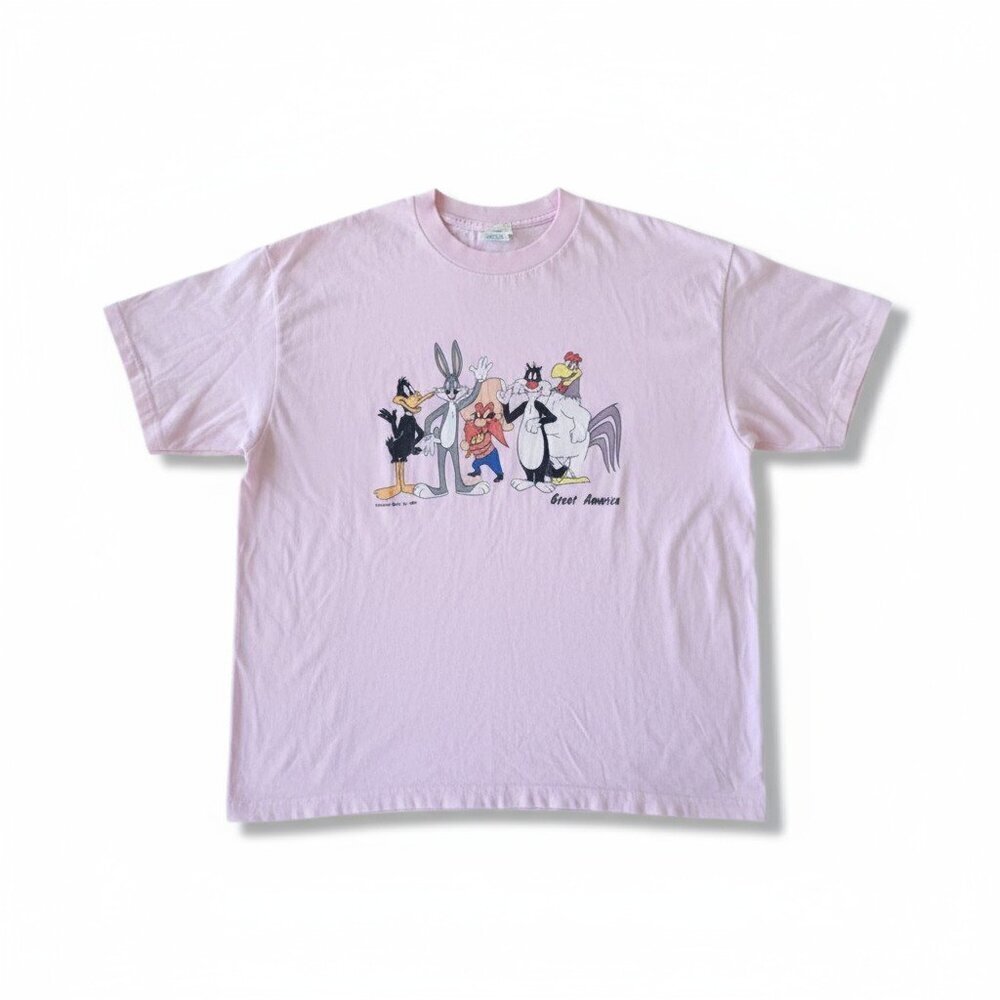 Vintage 1986 Looney Tunes Pink T Shirt XL Bugs Bunny Daffy WB 80s